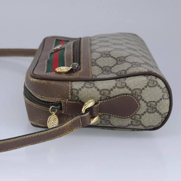 GUCCI GG Supreme Web Sherry Line Shoulder Bag PVC Beige Red 001 115 Auth 97895 - Picture 3 of 16